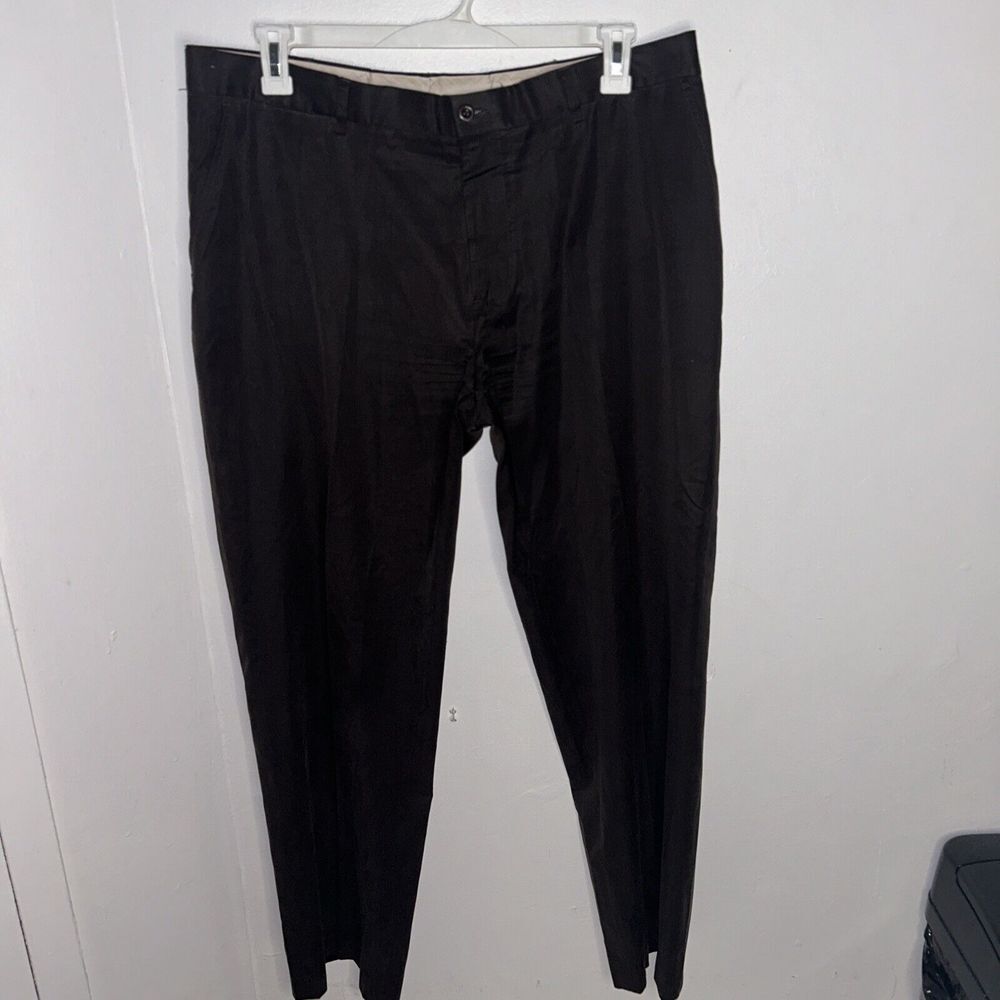 Ralph By Ralph Lauren Men's Navy Check Flat Front Poly Blend Dress Pants 38 x 32